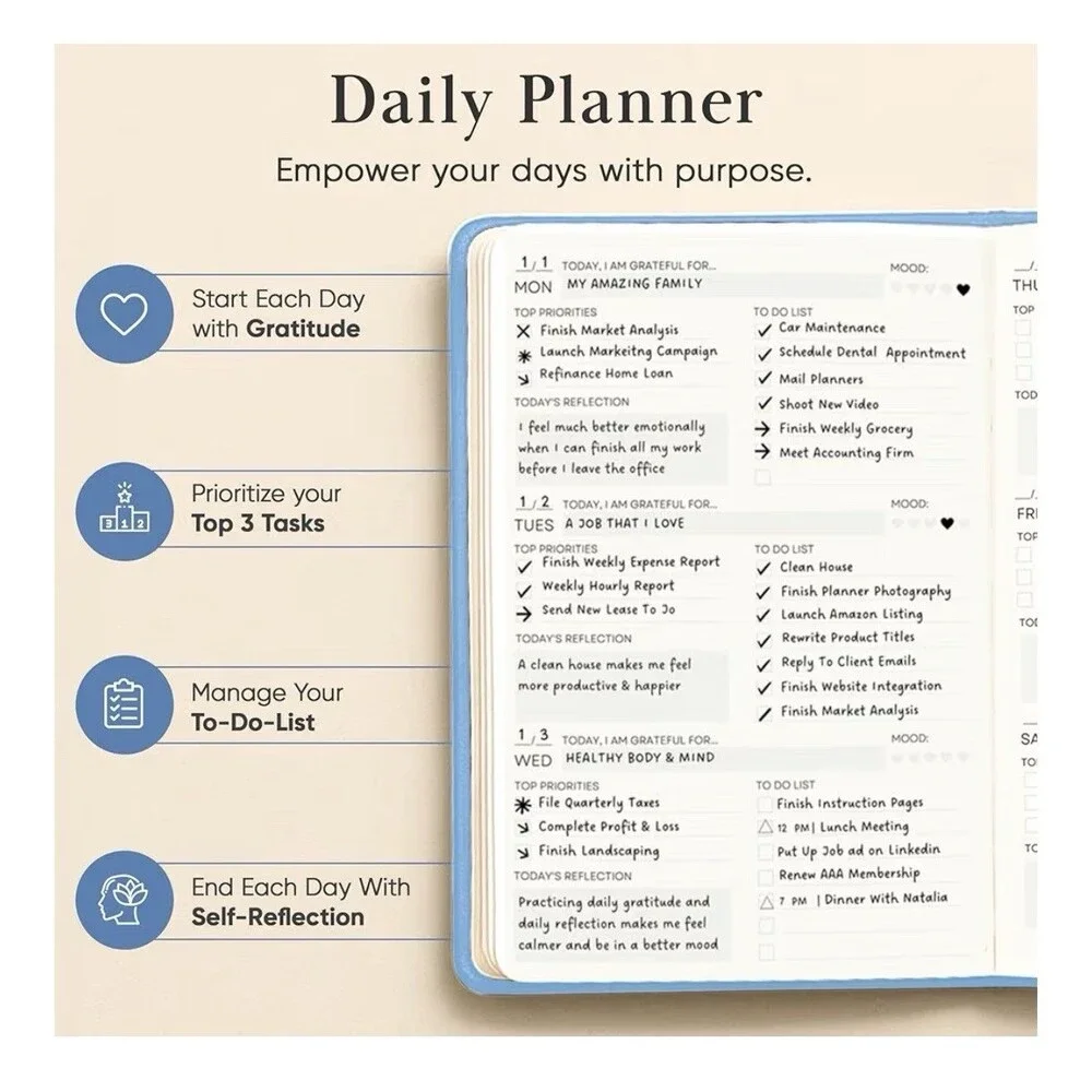 Mantra Planner, Daily & Gratitude Journal To-do List, Self Care & Habit Tracker